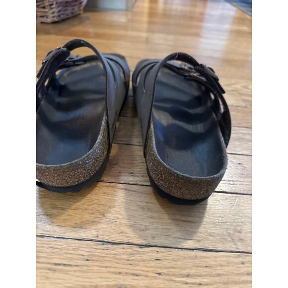 Birkenstock Florida Soft Footbed Sandals Brown Leather 3-Strap Women’s Size 7 - Picture 4 of 5